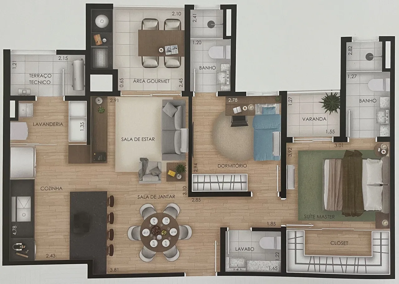 Apartamentos de 2 e 3 suítes